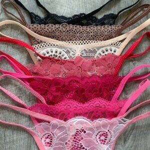 NEW Women’s 7 Pairs Lace G-String Thong Set S/M